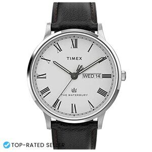 Classic Analog Watch Stainless Steel Leather Strap Quartz Movement Water